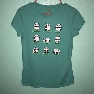 Teal yoga panda shirt.